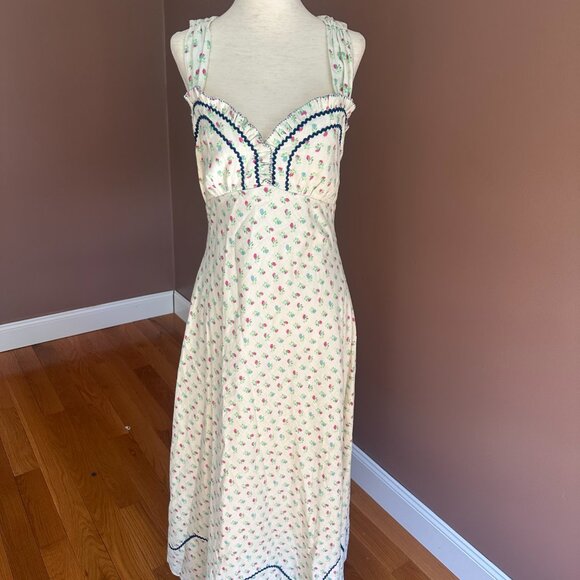 Free People Ivory Combo Sweet Hearts Midi Dress Size S 100% Cotton - Picture 5 of 9